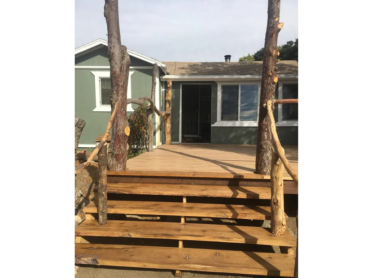 Multi-tier hillside redwood deck and architectural landscape design in Alpine CA built by Burgio Landscape Services